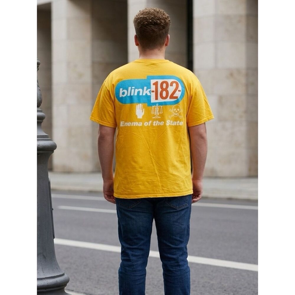 NWOT Unisex Yellow Blink 182 Graphic T-Shirt “Enema Of The State” - Size 3XL